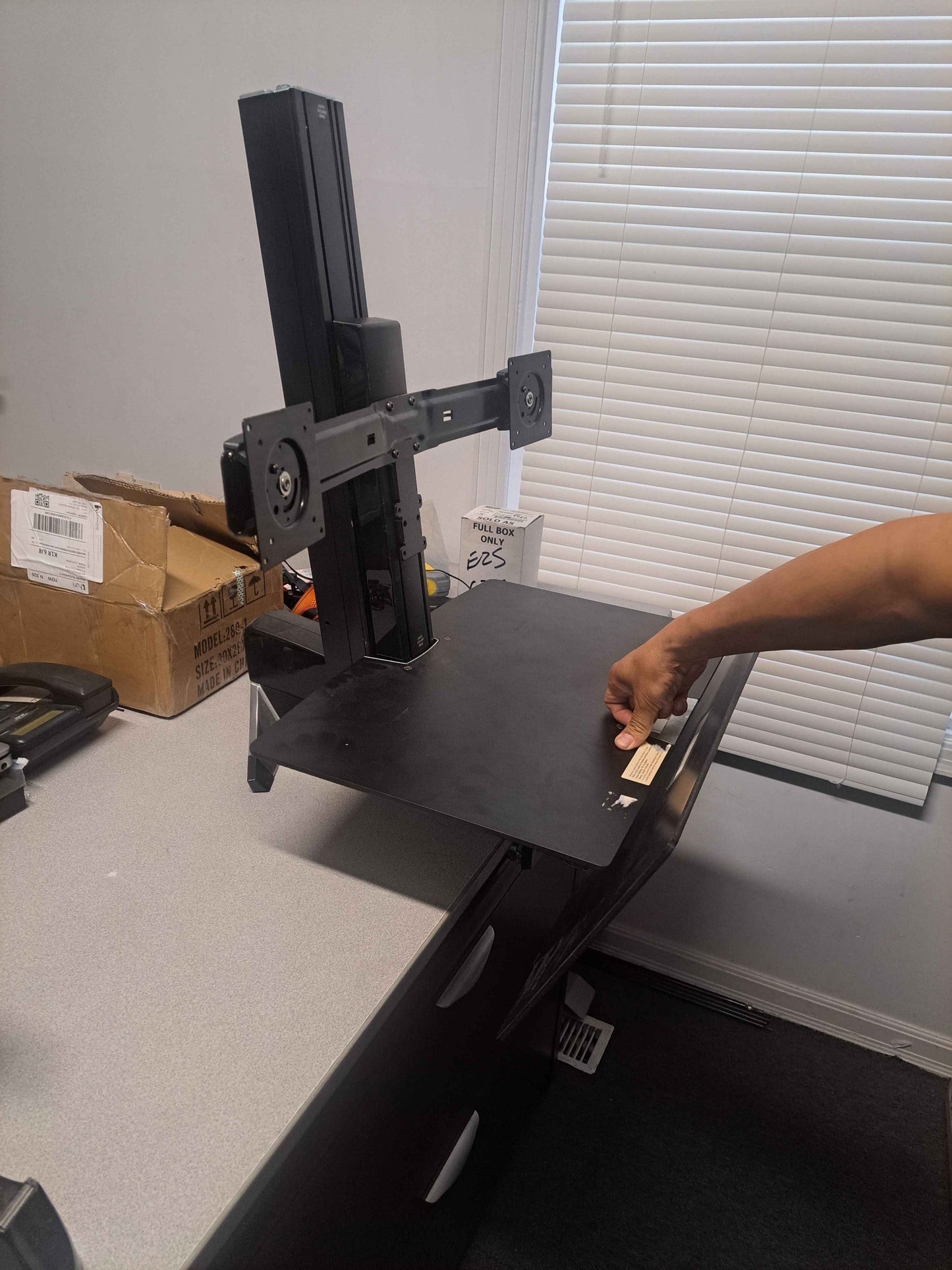 Standing Computer Workstation with Dual Monitor Mount(Monitors aren't included)and Keyboard Tray