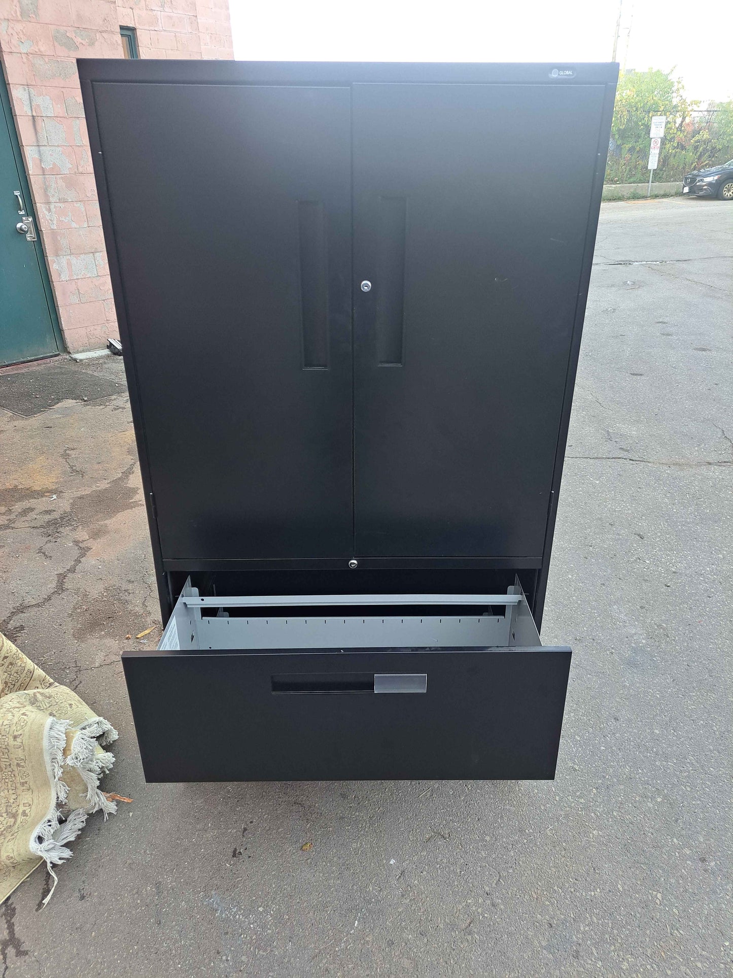 Global 2-Drawer Combination Cabinet – Black Metal Storage Unit