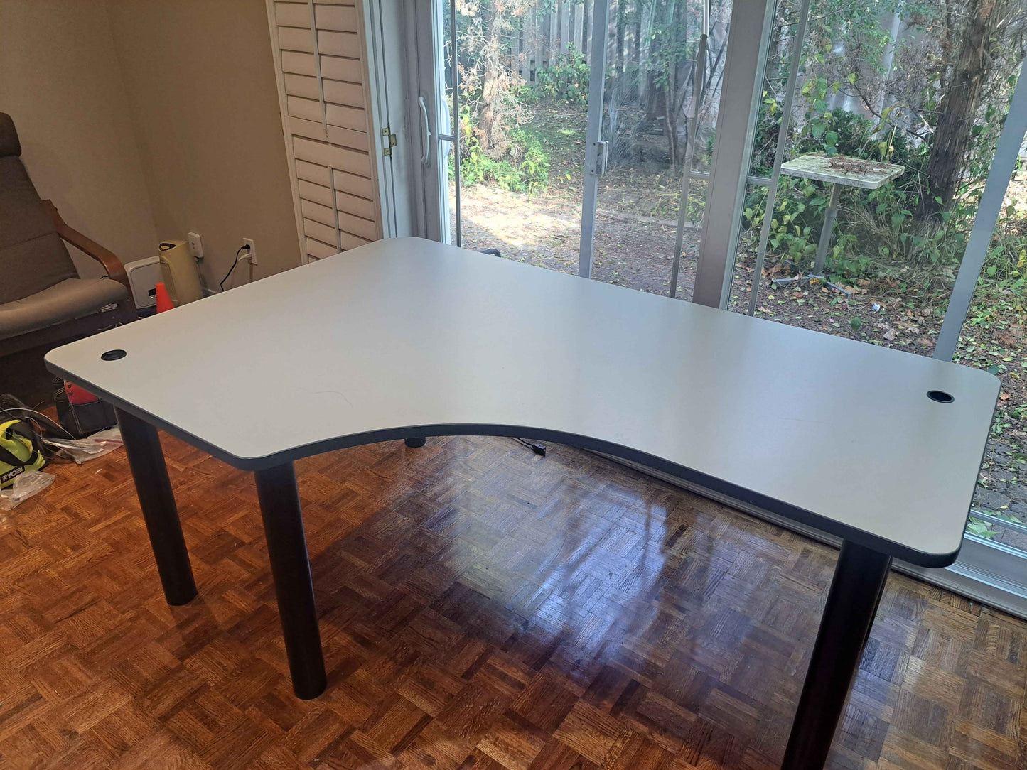 Curved Edge Rectangular Office Table (White & Black)