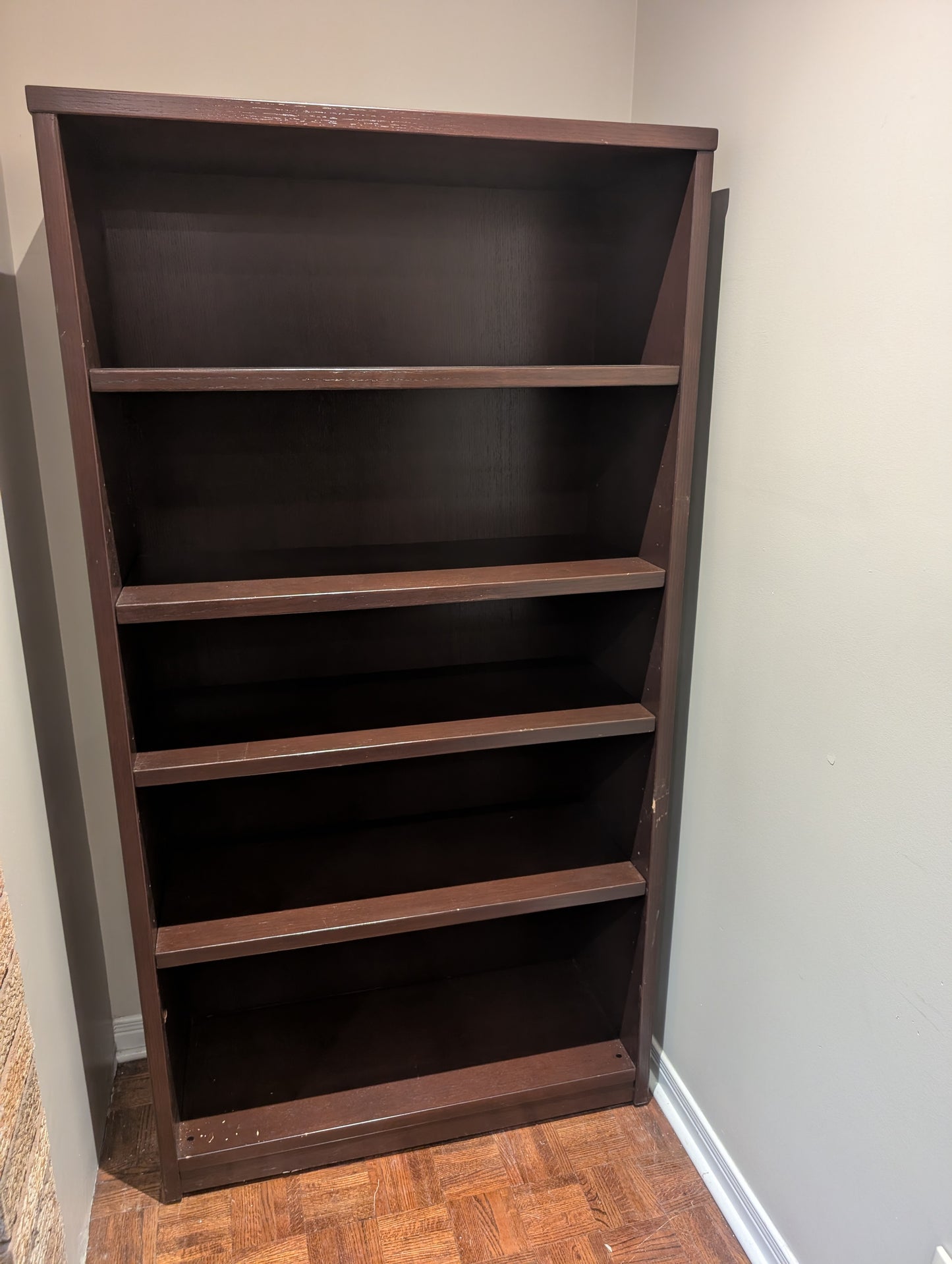 Dark Wood Bookcase – 5 Shelf Storage