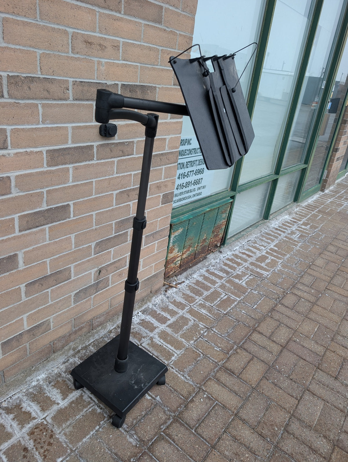 Black adjustable rolling laptop and document stand, view 6