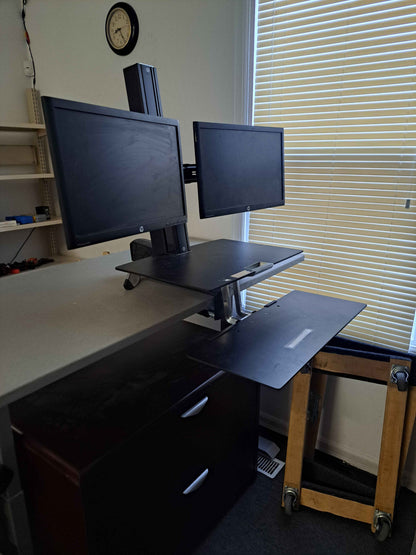 Standing Computer Workstation with Dual Monitor Mount(Monitors aren't included)and Keyboard Tray
