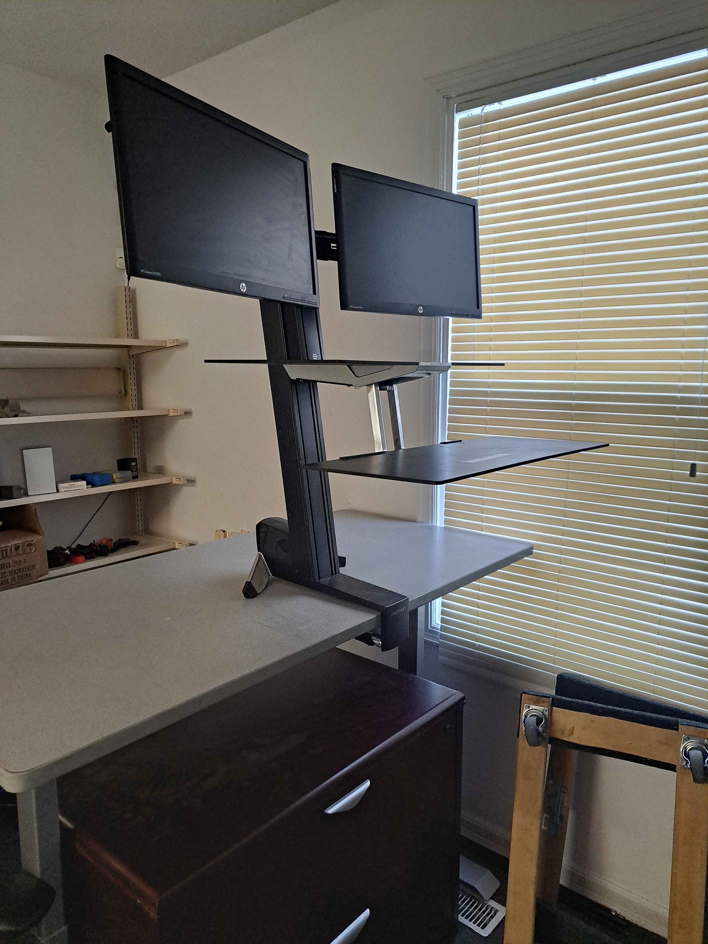 Standing Computer Workstation with Dual Monitor Mount(Monitors aren't included)and Keyboard Tray