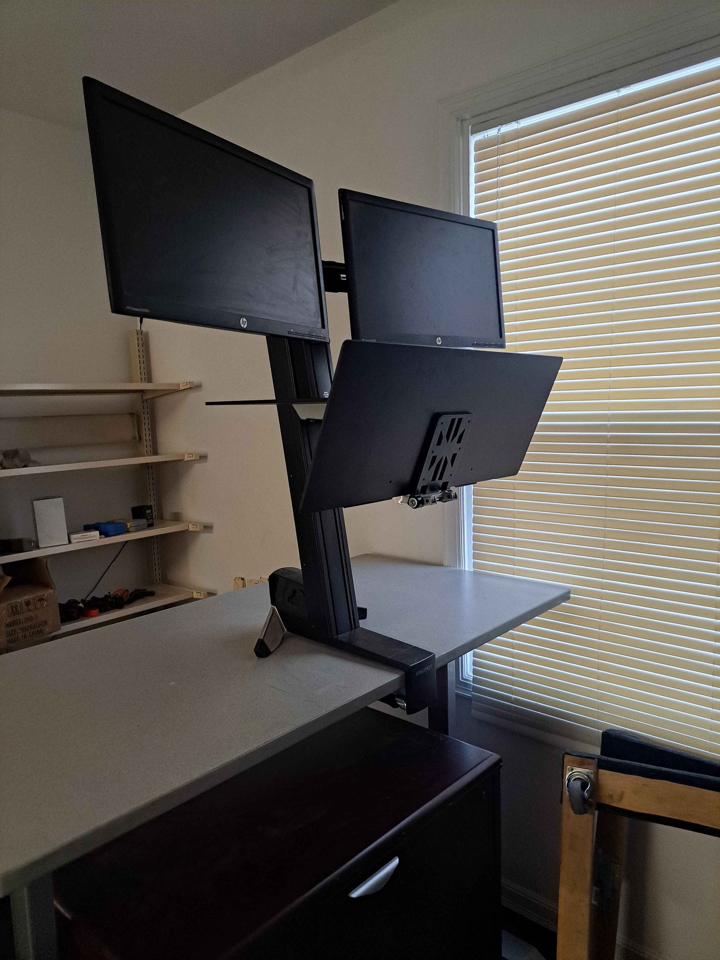 Standing Computer Workstation with Dual Monitor Mount(Monitors aren't included)and Keyboard Tray