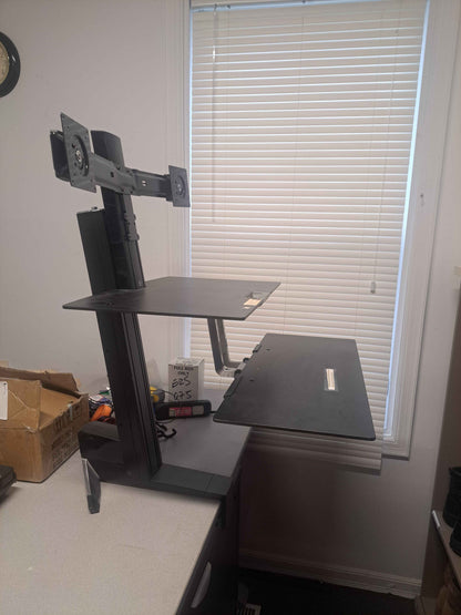 Standing Computer Workstation with Dual Monitor Mount(Monitors aren't included)and Keyboard Tray