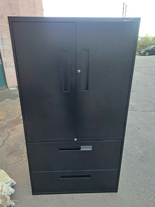 Global 2-Drawer Combination Cabinet – Black Metal Storage Unit