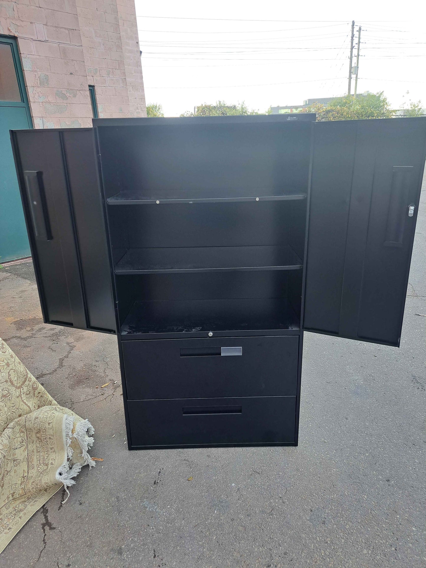 Global 2-Drawer Combination Cabinet – Black Metal Storage Unit