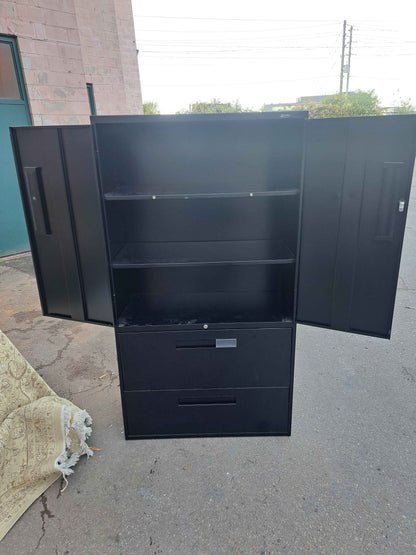 Global 2-Drawer Combination Cabinet – Black Metal Storage Unit