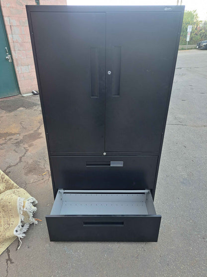 Global 2-Drawer Combination Cabinet – Black Metal Storage Unit