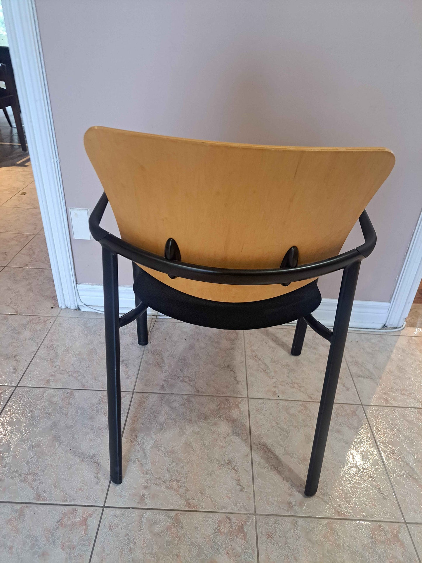 Wood Back Guest / Reception Chair with Black Fabric Seat