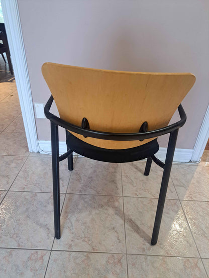 Wood Back Guest / Reception Chair with Black Fabric Seat