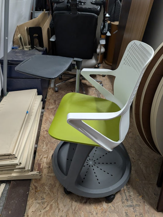 Green & White Mobile Tablet Chair with Storage Base