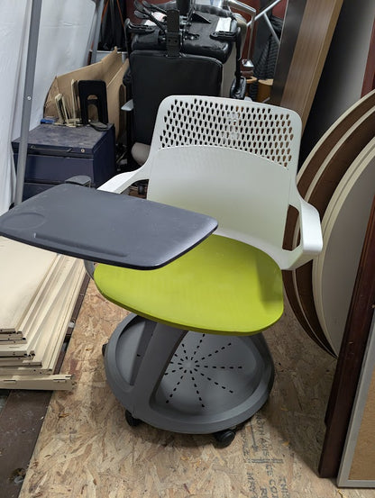 Green & White Mobile Tablet Chair with Storage Base
