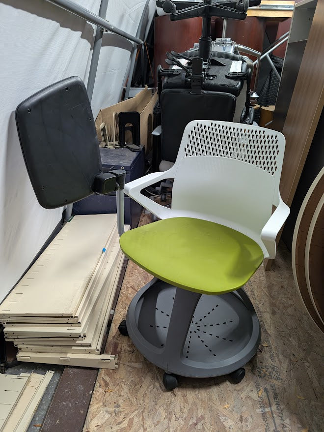 Green & White Mobile Tablet Chair with Storage Base