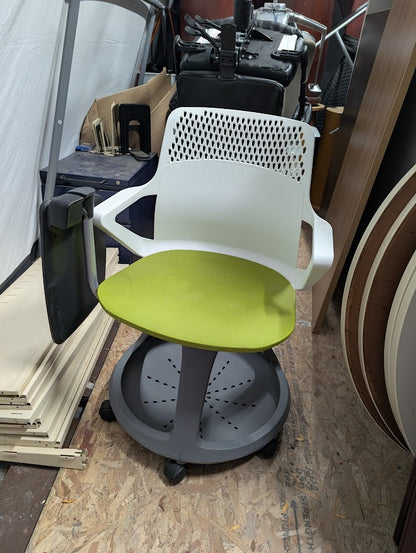 Green & White Mobile Tablet Chair with Storage Base