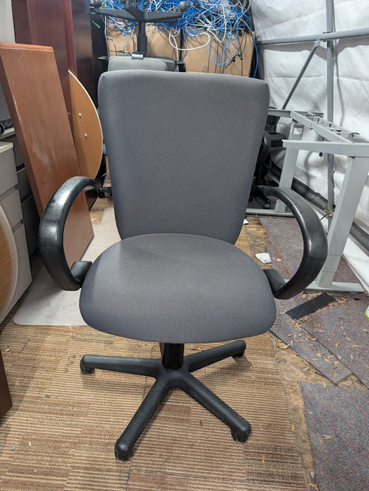 Grey Fabric Office Chair with Fixed Loop Arms