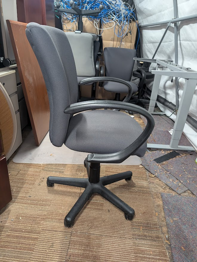 Grey Fabric Office Chair with Fixed Loop Arms