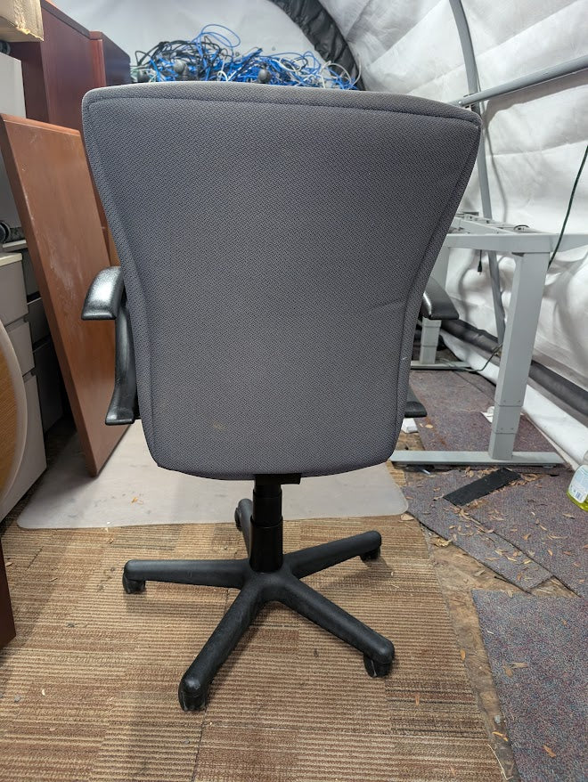 Grey Fabric Office Chair with Fixed Loop Arms