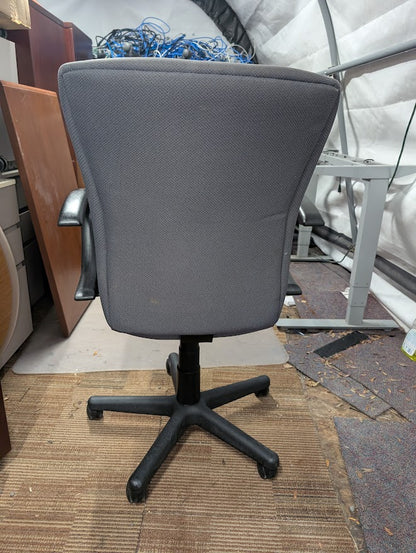 Grey Fabric Office Chair with Fixed Loop Arms