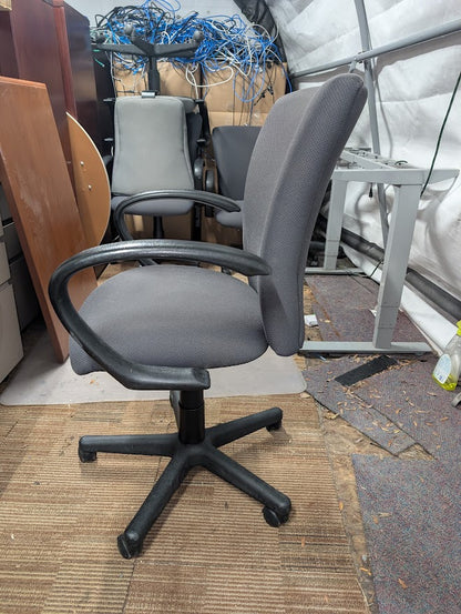 Grey Fabric Office Chair with Fixed Loop Arms