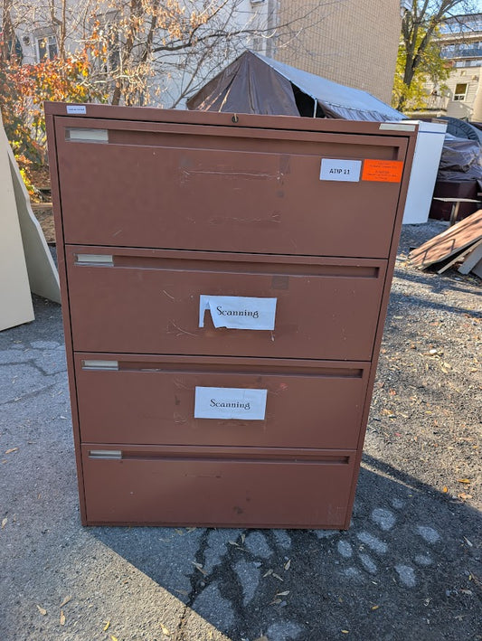 4-Drawer Lateral Filing Cabinet (Brown Metal)