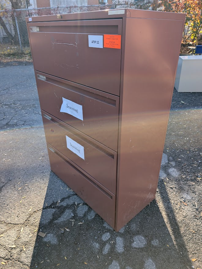 4-Drawer Lateral Filing Cabinet (Brown Metal)