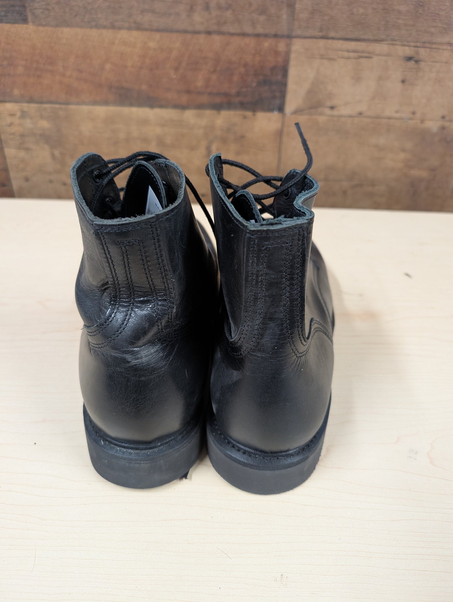 Black Leather Combat Boots, Size 9