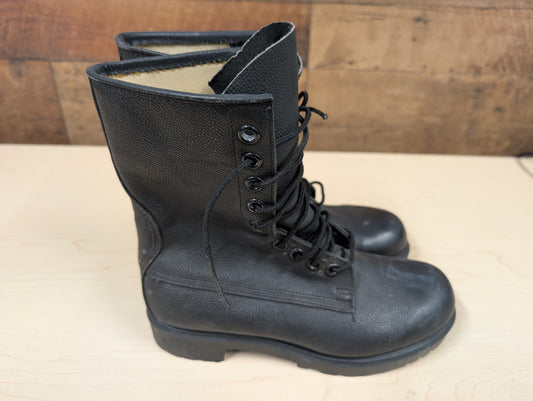 Black Leather Military-Style Combat Boots – Size 8.5