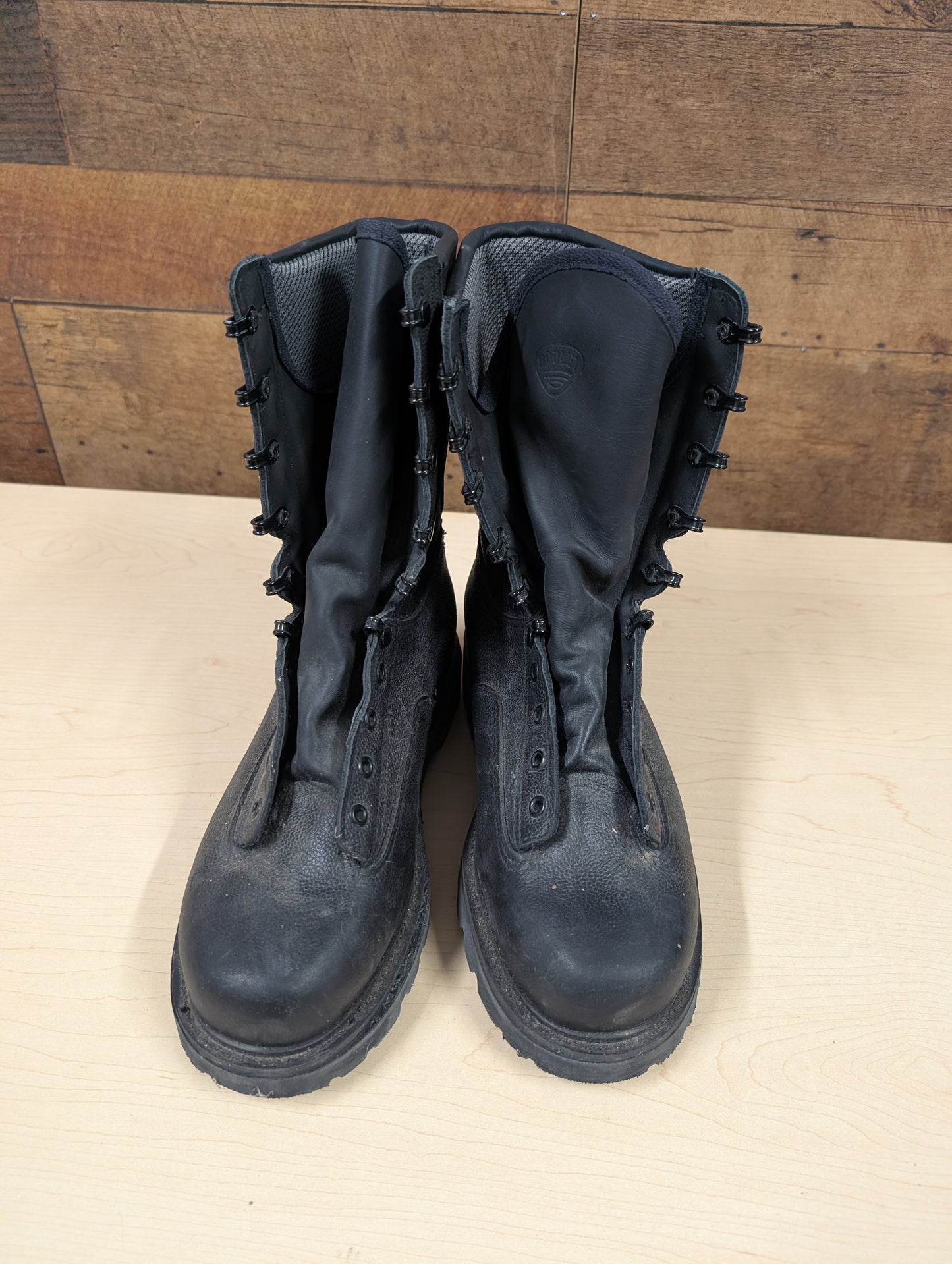 Military-Style Black Leather Boots – Size 10