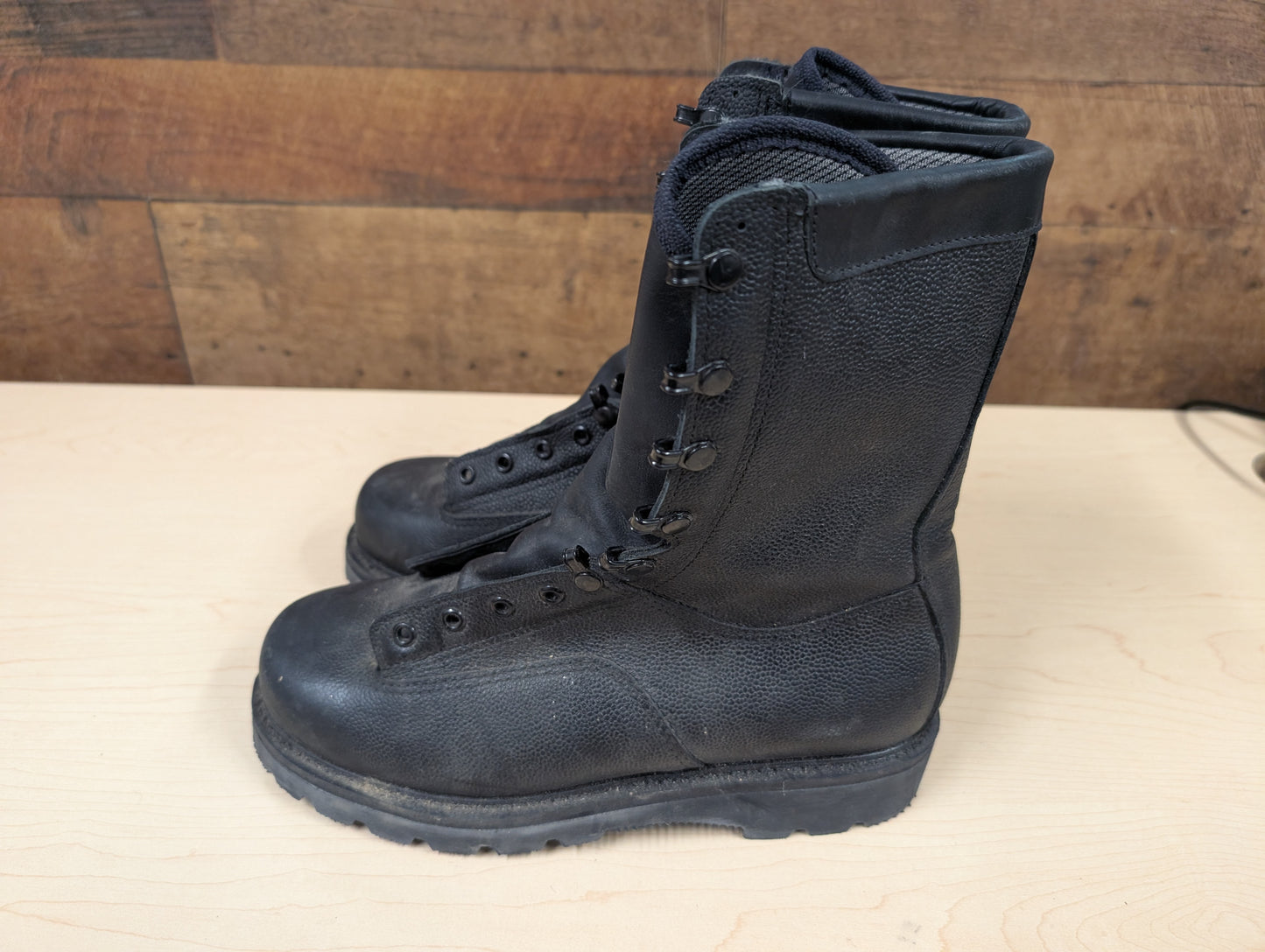 Military-Style Black Leather Boots – Size 10