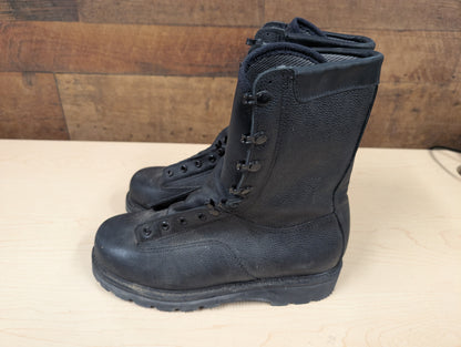 Military-Style Black Leather Boots – Size 10