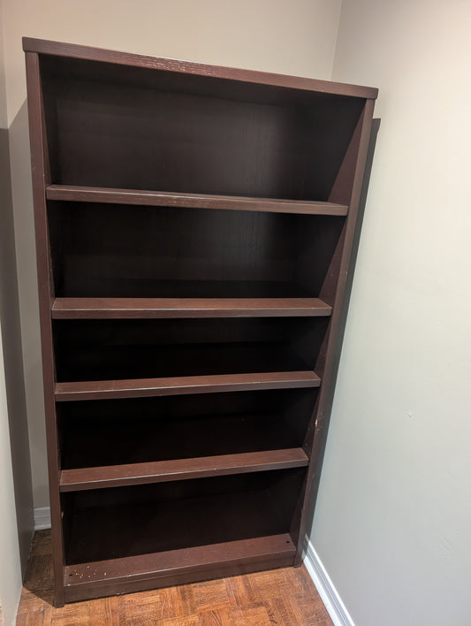 Dark Wood Bookcase – 5 Shelf Storage