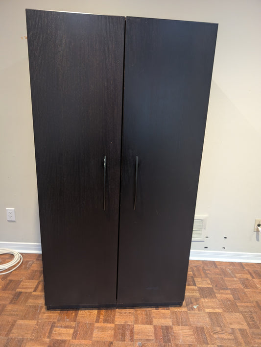 Tall Storage Cabinet / Wardrobe – Dark Wood Finish