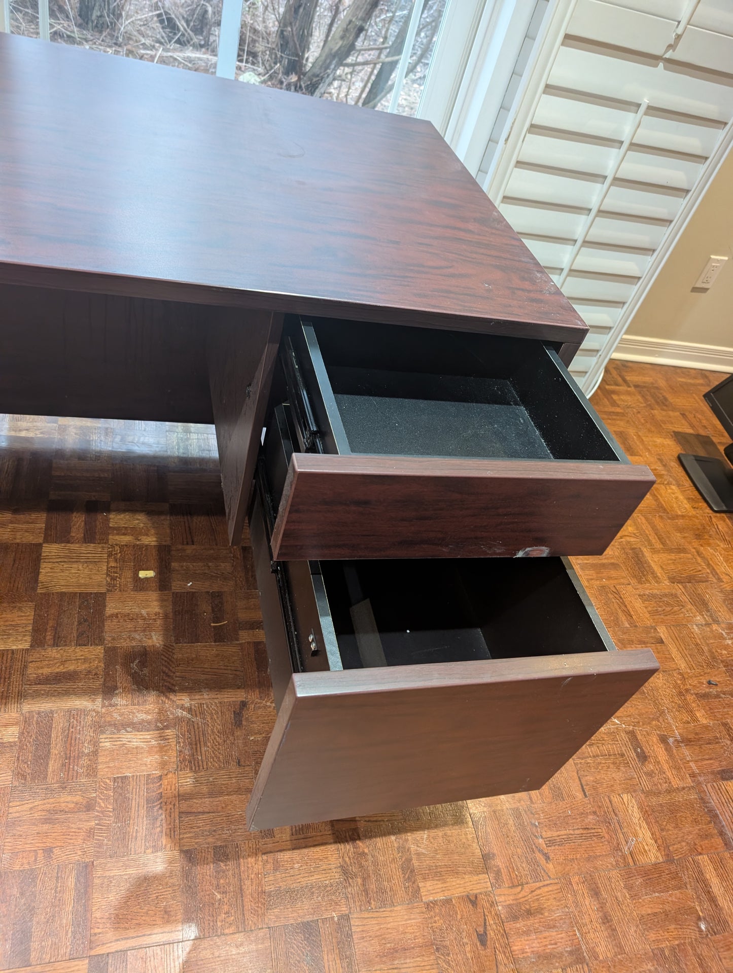 72” Executive Office Desk – Dark Wood Finish | Storage Drawers