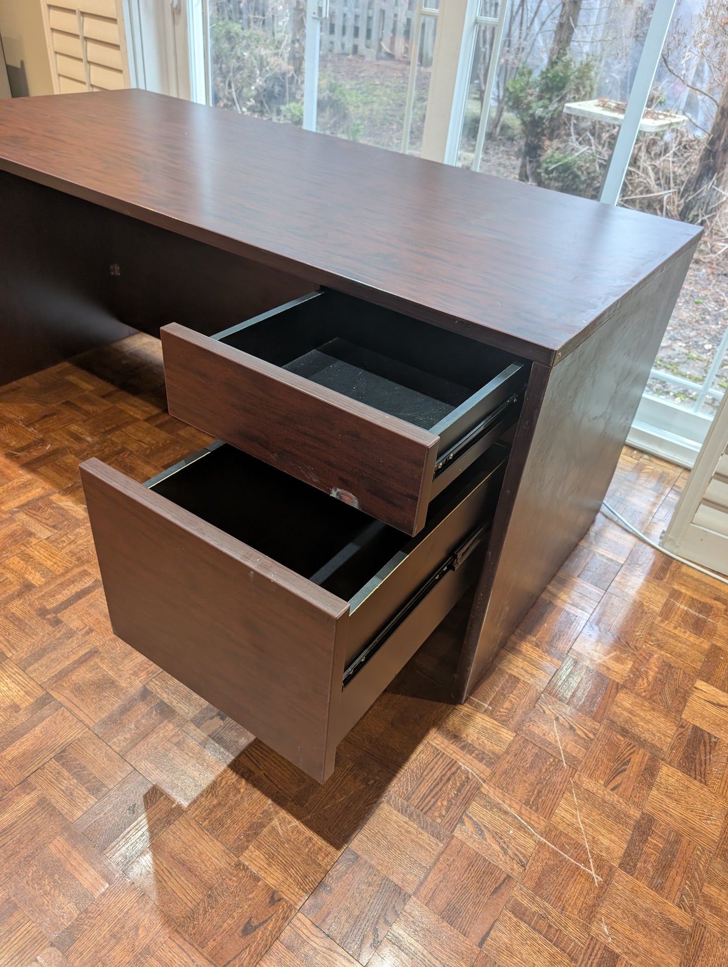 72” Executive Office Desk – Dark Wood Finish | Storage Drawers