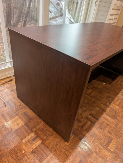 72” Executive Office Desk – Dark Wood Finish | Storage Drawers