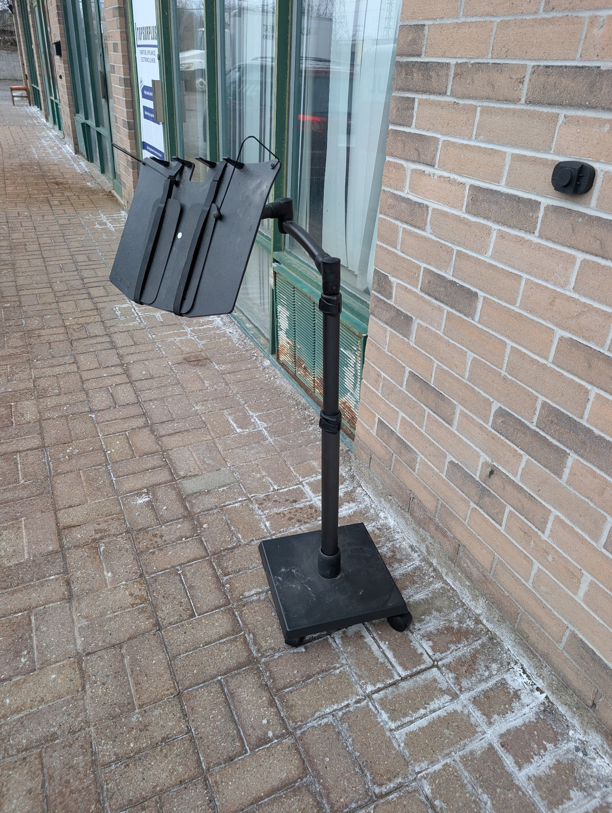Black adjustable rolling laptop and document stand, view 3