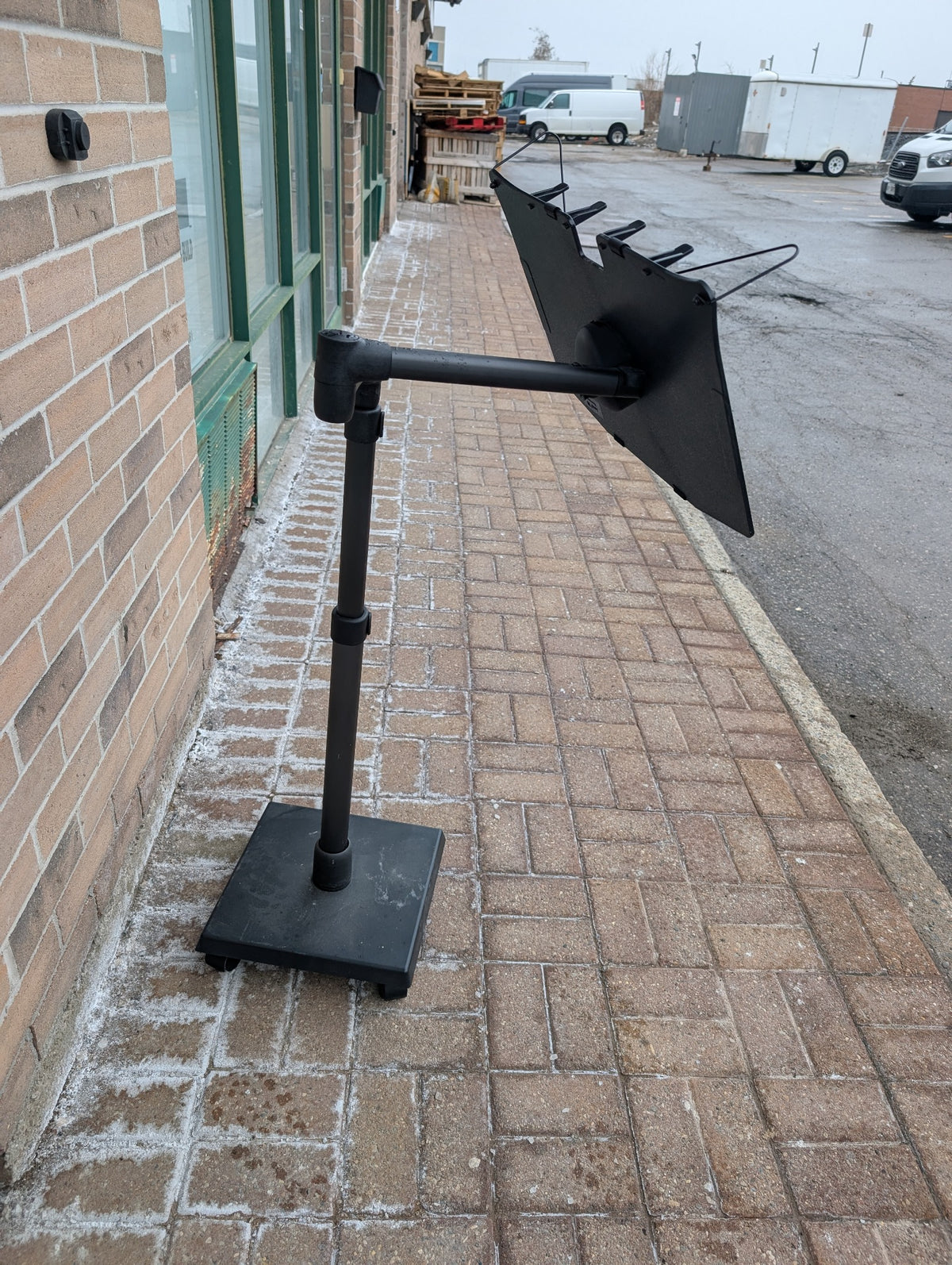 Black adjustable rolling laptop and document stand, view 4