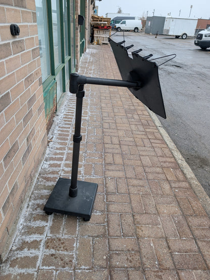 Black adjustable rolling laptop and document stand, view 4