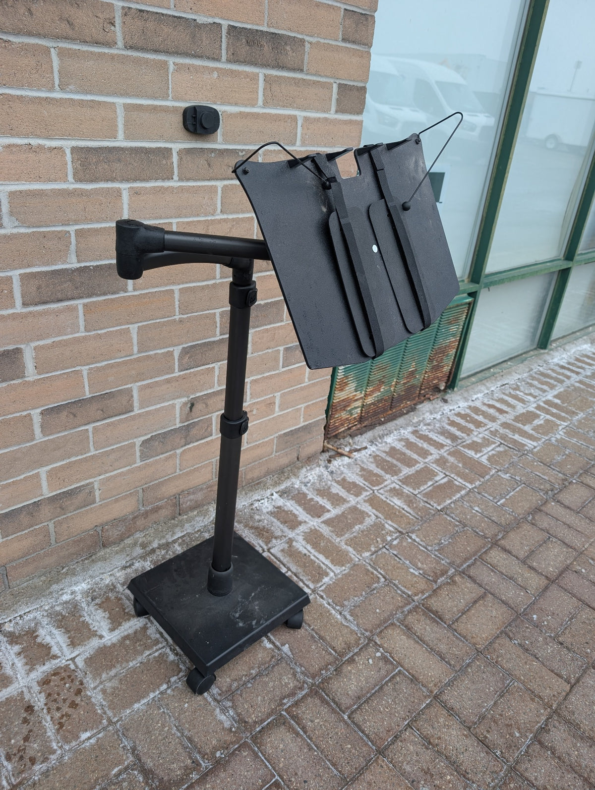 Black adjustable rolling laptop and document stand, view 5