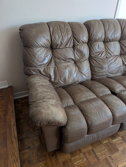 Two-seat reclining sofa condition and recliner detail 1