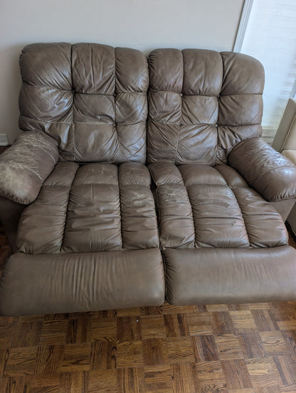 Two-seat reclining sofa condition and recliner detail 5
